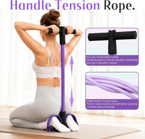 Pedal Resistance Bands with Handles, 6-Tube Elastic Pedal Resistance Band for Working Out, Natural Rubber Exercise Bands for Abdomen, Waist, Arm, Leg Stretching in Kuwait