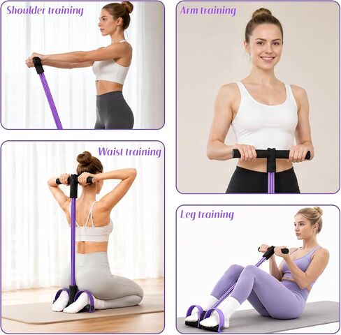 Pedal Resistance Bands with Handles, 6-Tube Elastic Pedal Resistance Band for Working Out, Natural Rubber Exercise Bands for Abdomen, Waist, Arm, Leg Stretching in Kuwait