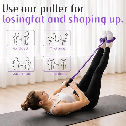 Pedal Resistance Bands with Handles, 6-Tube Elastic Pedal Resistance Band for Working Out, Natural Rubber Exercise Bands for Abdomen, Waist, Arm, Leg Stretching in Kuwait