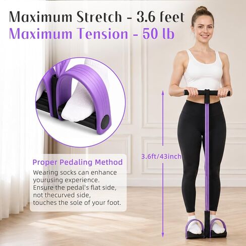 Pedal Resistance Bands with Handles, 6-Tube Elastic Pedal Resistance Band for Working Out, Natural Rubber Exercise Bands for Abdomen, Waist, Arm, Leg Stretching in Kuwait