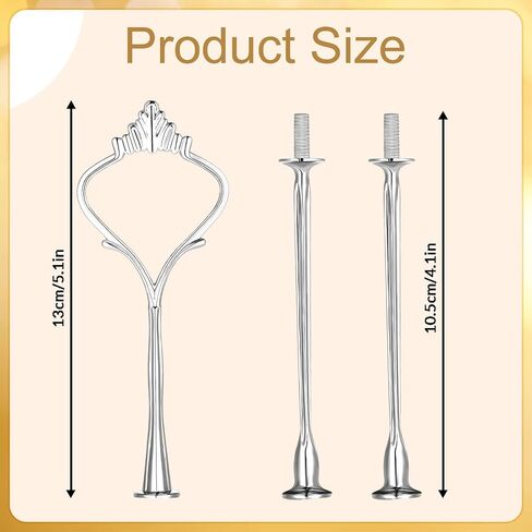 6 Sets 3 Tier Cake Stand Hardware Kit - Tiered Fruit Cake Plate Stand Holder Support Silver Crown for Cake Stand Wedding Party in Kuwait