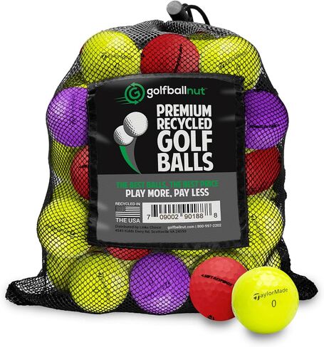 كرات جولف مُعاد تدويرها لمزيج ألوان Taylormade - كرات جولف مستعملة بحالة جيدة - تتضمن حقيبة شبكية - (24-48) عبوة، متعددة الألوان in Kuwait