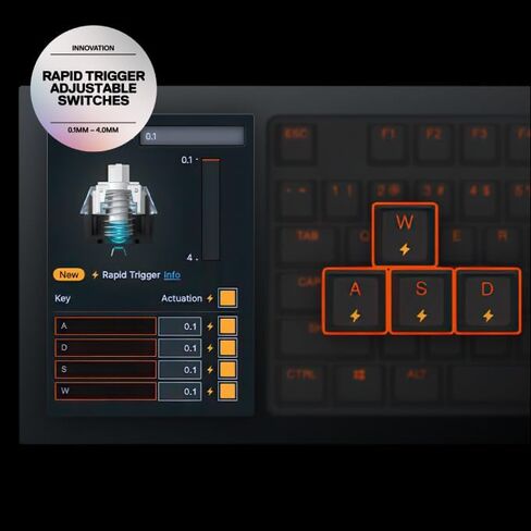 مفاتيح SteelSeries Apex Pro TKL Gen 3 White OmniPoint 3.0 - تشغيل قابل للتعديل - مشغل سريع - إعدادات مسبقة جاهزة للعبة - وضع الحماية - النقر السريع/SOCD - OLED - RGB - أغطية مفاتيح PBT - USB-C (متجدد) in Kuwait
