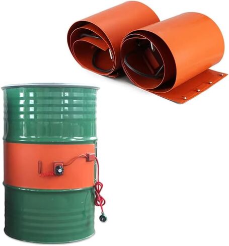 1000W Oil Drum Heater Pad, Silicone Insulated Heating Blanket for 20L-200L Drums, Anti-Freeze with Adjustable Knob Thermostat 30-150°C, 1740x125mm Size in Kuwait