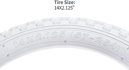 YUNSCM 2-PCS 14" Mountain Bike Tires 14x2.125/57-254 Compatible with 14 x 2.125 Bicycle Tires-White (Y-1049) in Kuwait