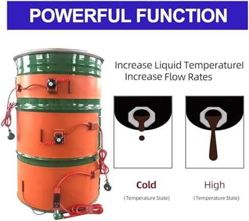 Silicone Oil Drum Heater Belt 20L-200L, Insulated Pail Heat Pad with Knob Temperature Control 30-150°C, 2000W Metal Barrel Band Heater for Efficient Heating in Kuwait