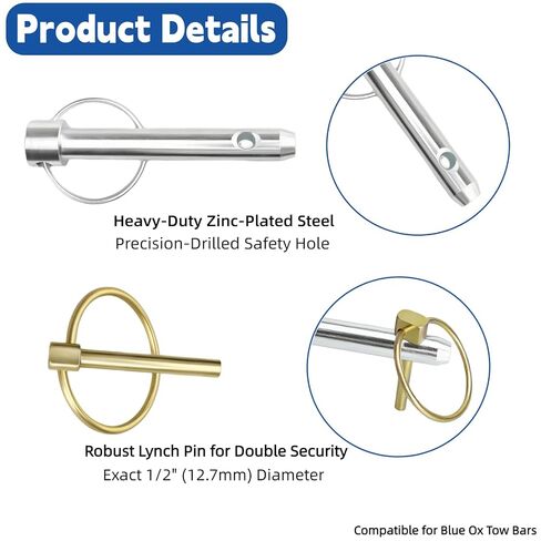 BX88219 1/2" Self-Retaining Tow Bar Pins for Blue Ox Aladdin 2 Pack in Kuwait