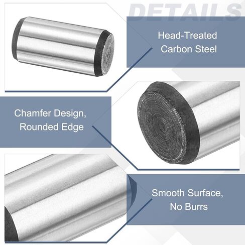 PATIKIL 2 Pcs Carbon Steel Dowel Pins, 1/2" x 1" Round Metal Rods Linear Rail Rod Shaft Solid Bar Stock for Pegs Support Shelves DIY Craft Shaft Model Car Gear in Kuwait