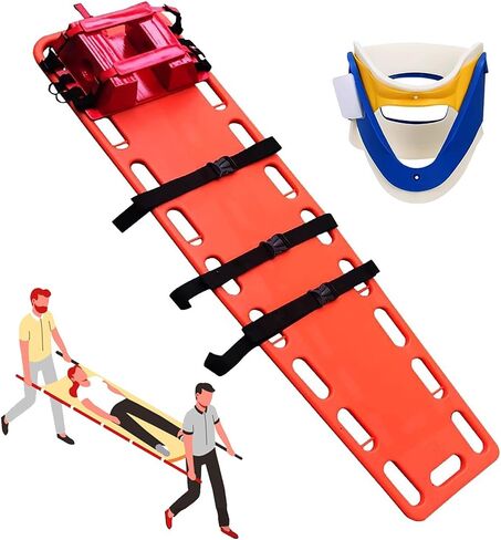 Lifesaving Stretcher Emergency Rescue Stretcher Backboard with Neck Brace, Safety CPR Board Life Board One-Piece Molding, Water Rescue Stretcher Responder Backboard(RED) in Saudi Arabia