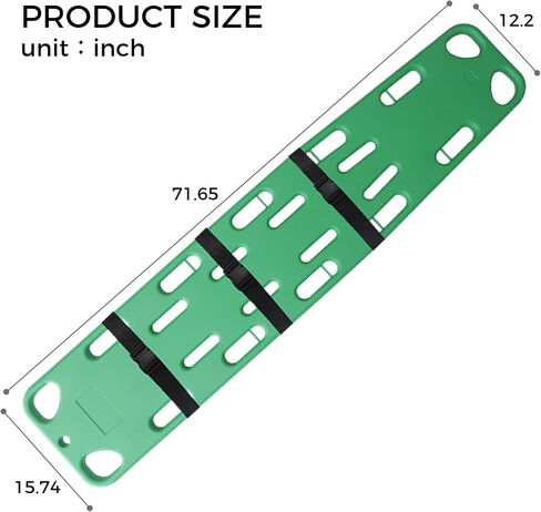 Emergency Rescue Spine Board Stretcher - Lightweight Portable Backboard, PE Plastic Patient Transport for Ambulance, First Aid Immobilization (Green) in Kuwait