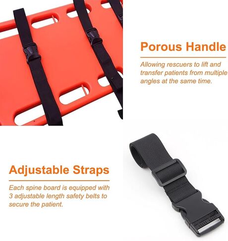 Safety CPR Board for Lifeguards, Swimming Pool Floating Stretcher, First Aid Transfer Spine Board, Life Backboard with Seat Belt & Head Bed (Red) in Kuwait