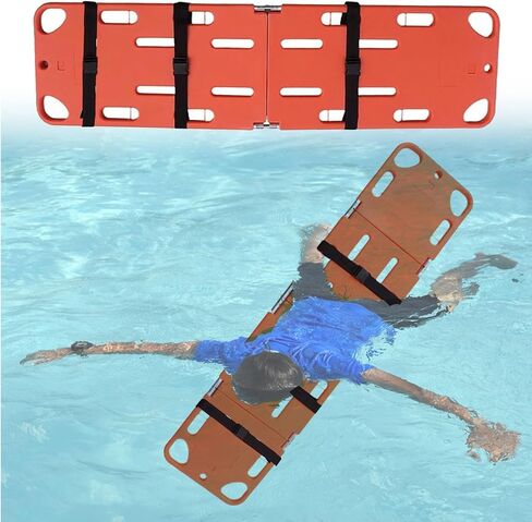 Lifesaving Stretcher Aquatic Spine Board for Public Pool, Foldable Water Floating Spine Stretcher Backboard, Plastics First Aid Life-Saving Backboard Immobilizer(2-Folds) in Kuwait