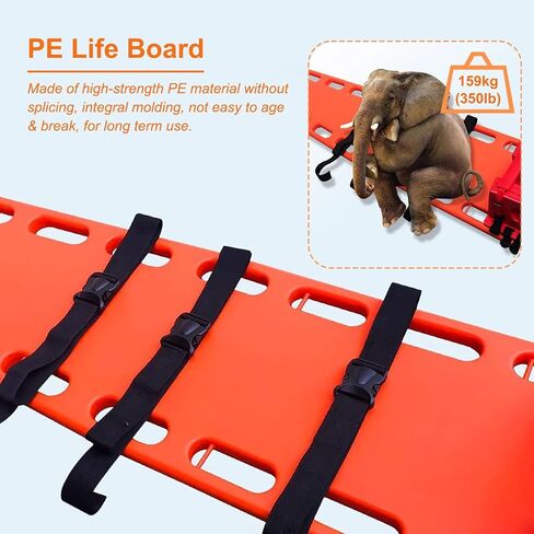 Lifesaving Stretcher Medical Stretcher Life-Saving Board with Head Immobilizer & Straps, Water Rescue Portable Stretcher Spine Board, Emergency Rescue Life Board(RED) in Kuwait