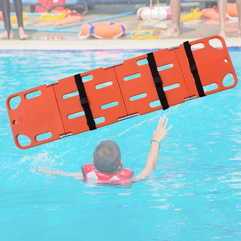 Life-Saving Board for Lifeguards, Foldable Spine Board Stretcher Backboard, Plastic Water Floating Back Boards, Weight Capacity 159Kg / 350Lb (4folds) in Kuwait