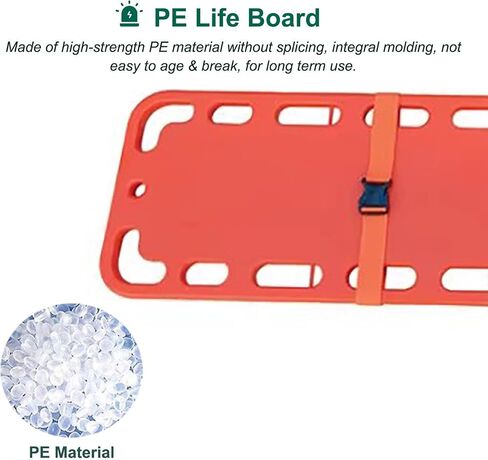 Adjustable Waterproof Spine Board Stretcher with Safety Straps - Durable Red CPR Backboard for First Responders, Emergency Rescue Equipment, Floatable Patient Transport in Kuwait