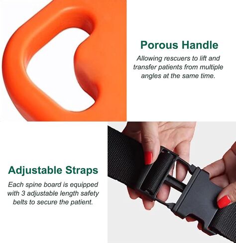 Adjustable Waterproof Spine Board Stretcher with Safety Straps - Durable Red CPR Backboard for First Responders, Emergency Rescue Equipment, Floatable Patient Transport in Kuwait
