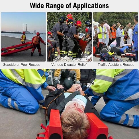 Emergency Rescue Spine Board, Water Floating Stretcher, Rescue Kit Comprehensive Emergency Support with Spine Board, Head Immobilizer, Lightweight for First Responders,Four Fold (Fixator + in Kuwait