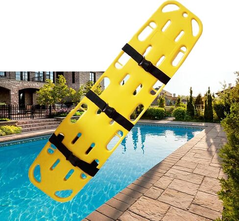 Portable Swimming Pool Life-Saving Board, Emergency Rescue Spine Boards One-Piece Molding with 3 Seat Belt, Water Floating Stretcher First Responder Backboard(138x35x3cm/54.3x13.8x1.2in) (1 in Kuwait