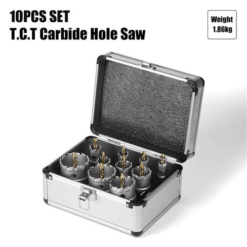 10pc 5A Carbide Tip Drill Bit Hole Saw 16,18,20,22,25,30,35,40,50,53mm Drill Bit Set Hole Saw Cutter for Stainless Steel in Kuwait