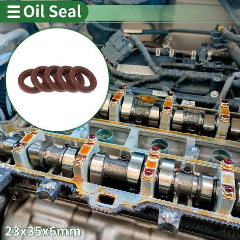 Universal Oil Seal TC Double Lip W Steel Spring Seal Ring Rotary Shaft Seal 23x35x6mm High Pressure FKM Rubber Brown 5 Pcs in Kuwait