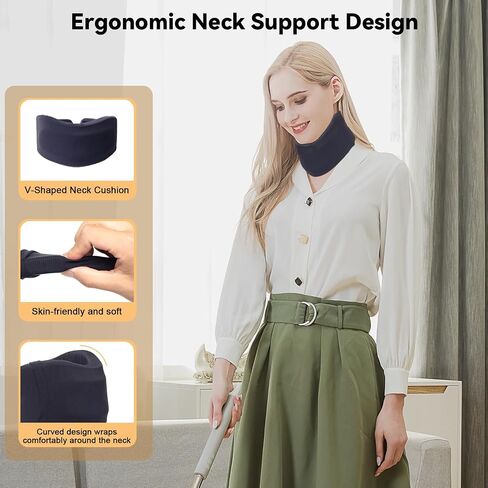 Neck Brace for Sleeping, Soft Foam Cervical Collar Neck Support Brace, Keep Vertebrae Stable for Relief of Cervical Spine Pressure for Women & Men(Medium) in Kuwait