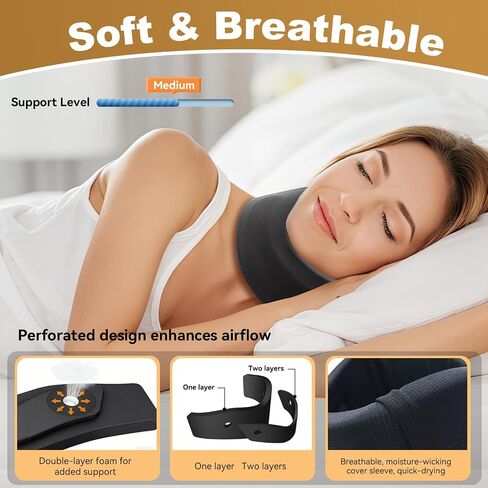 Neck Brace for Sleeping, Soft Foam Cervical Collar Neck Support Brace, Keep Vertebrae Stable for Relief of Cervical Spine Pressure for Women & Men(Medium) in Kuwait