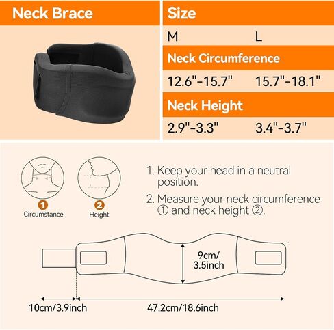 Neck Brace for Sleeping, Soft Foam Cervical Collar Neck Support Brace, Keep Vertebrae Stable for Relief of Cervical Spine Pressure for Women & Men(Medium) in Kuwait