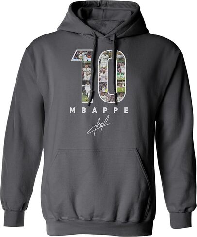 Mbappe-Inspired 10 Collage Graphic - Madrid Tribute Unisex Hooded Sweatshirt in Kuwait