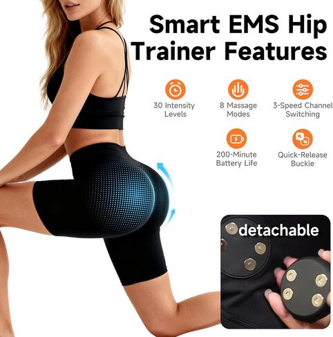 EMS Toning Shorts - Targeted Glute Muscle Strengthening System, Wearable Hip Workout Device for Passive At-Home Fitness Black in Kuwait