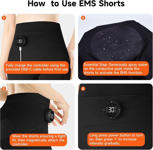 EMS Toning Shorts - Targeted Glute Muscle Strengthening System, Wearable Hip Workout Device for Passive At-Home Fitness Black in Kuwait