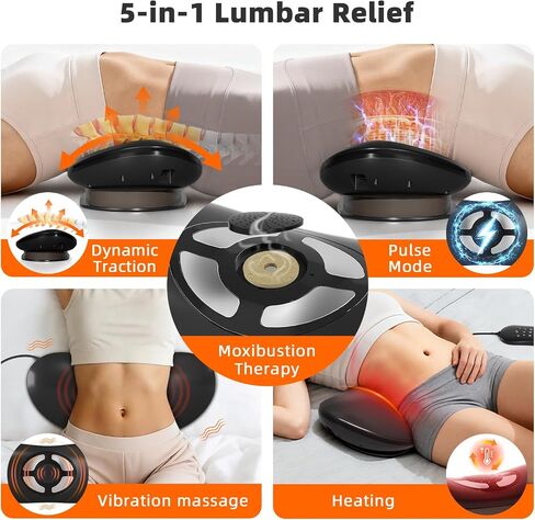 4-in-1 Electric Lumbar Traction Device, Back Massager with Adjustable Air Traction ,3 Level Heating, Vibration and Therapy,Lower Back Massager for Sciatica Relief, Office Lumbar Pressure & Stiffness in Kuwait