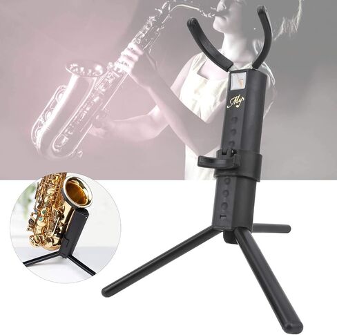 Portable Folding Saxophone Stand, Adjustable Metal Tripod Display Holder with Non - Slip Rubber Feet, Compact Storage Rack for Alto Tenor Saxes with Carry Bag (Alto saxophone stand) in Kuwait