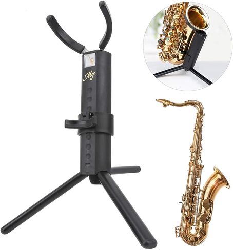 Portable Folding Saxophone Stand, Adjustable Metal Tripod Display Holder with Non - Slip Rubber Feet, Compact Storage Rack for Alto Tenor Saxes with Carry Bag (Alto saxophone stand) in Kuwait