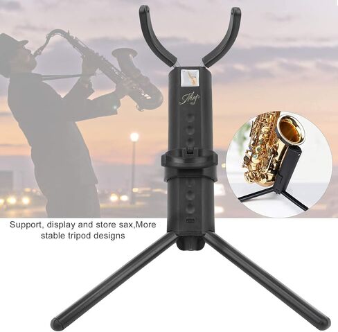 Portable Folding Saxophone Stand, Adjustable Metal Tripod Display Holder with Non - Slip Rubber Feet, Compact Storage Rack for Alto Tenor Saxes with Carry Bag (Alto saxophone stand) in Kuwait