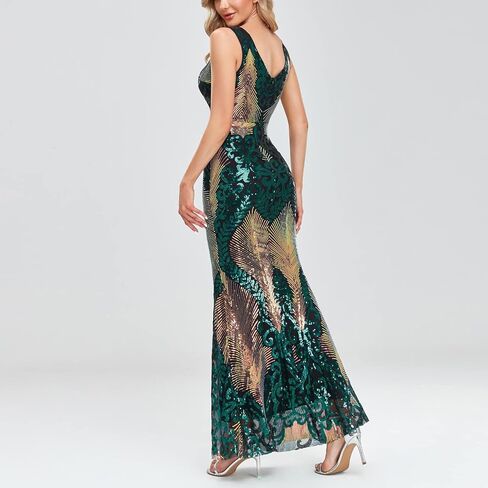 Women's Sequins Mermaid Maxi Dress Fancy Party Prom Dress Evening Cocktail Dress Ladies Elegant Formal Dress in Kuwait