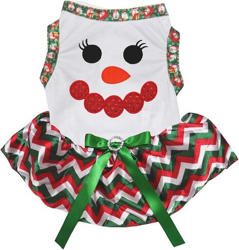 Petitebella Snowman Face Puppy Dog Dress (Red/Red, X-Small) in Kuwait