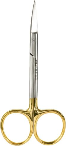 JMU Iris Micro Dissecting Scissors 4.5" Curved, Stainless Steel Surgical Gum Tissue Scissors with Gold Ring, for Trimming Gum Tissue During Dental Procedure in Kuwait