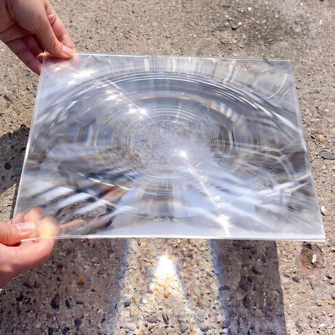 Large Fresnel Lens 300 x 300mm, Acrylic Lens Focal Length 300mm Magnifiying Sheet Fire Starter for Solar Death Ray Solar Heating Oven Physics Experiment in Kuwait