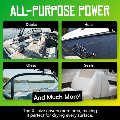 منشفة من الألياف الدقيقة متعددة الأغراض من Boat Juice XL، منشفة تجفيف مقاس 60.96 سم × 91.44 سم | ألياف دقيقة قطيفة كبيرة الحجم مقاس 60.96 × 91.44 سم، خالية من الخطوط، خالية من الخدوش، حلقة ملتوية، تفاصيل قارب سيارة شاحنة RV in Kuwait
