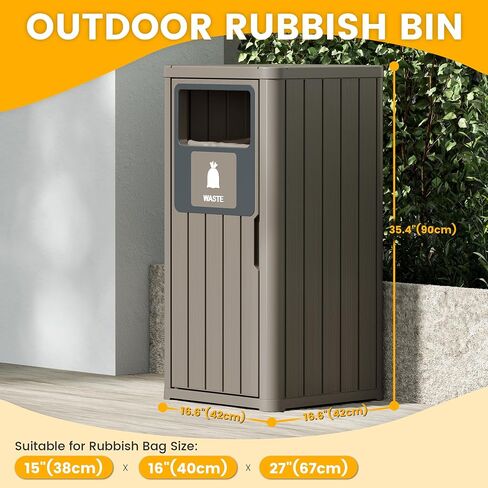 Outdoor Trash Can Waterproof Resin Patio Garbage Can for Outdoor Trash Bin for Patio, Garden, Black (22 Gallon) in Saudi Arabia