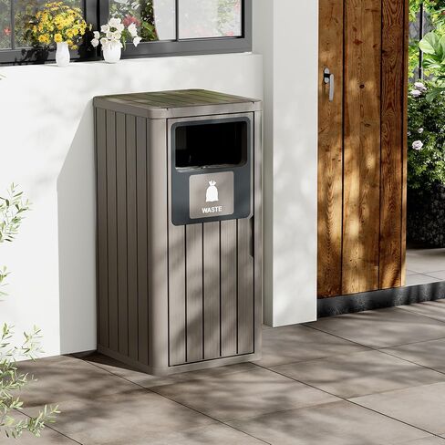 Outdoor Trash Can Waterproof Resin Patio Garbage Can for Outdoor Trash Bin for Patio, Garden, Black (22 Gallon) in Saudi Arabia