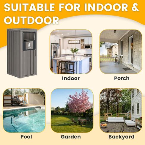 Outdoor Trash Can Waterproof Resin Patio Garbage Can for Outdoor Trash Bin for Patio, Garden, Black (22 Gallon) in Saudi Arabia