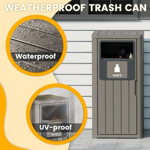 Outdoor Trash Can Waterproof Resin Patio Garbage Can for Outdoor Trash Bin for Patio, Garden, Black (22 Gallon) in Saudi Arabia