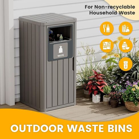 Outdoor Trash Can Waterproof Resin Patio Garbage Can for Outdoor Trash Bin for Patio, Garden, Black (22 Gallon) in Saudi Arabia