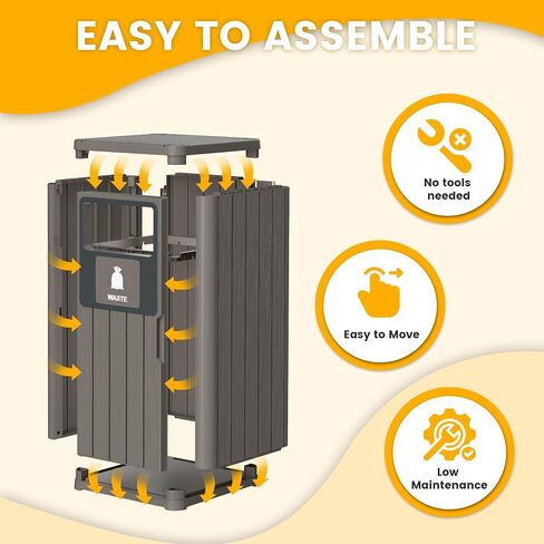 Outdoor Trash Can Waterproof Resin Patio Garbage Can for Outdoor Trash Bin for Patio, Garden, Black (22 Gallon) in Saudi Arabia