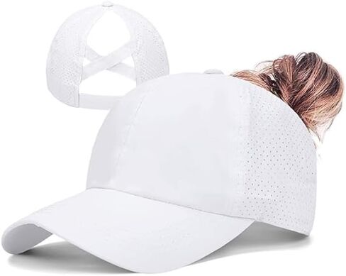 Women's Baseball Cap, Perforated Quick-Dry Hat with Criss-Cross Back Opening for Active Sports in Kuwait