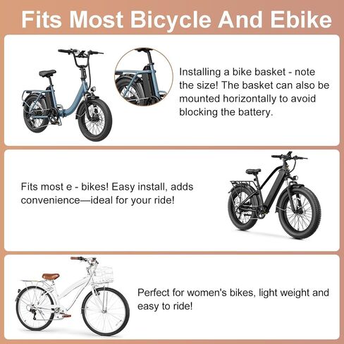 Bike Basket Rear, Bicycle Basket with Liner,Waterproof Cover,Cargo Net, Large Bike Back Baskets, Heavy Duty Rear Bicycle Baskets for Most Bikes and E-Bike in Kuwait