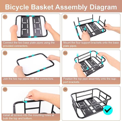 Bike Basket Rear, Bicycle Basket with Liner,Waterproof Cover,Cargo Net, Large Bike Back Baskets, Heavy Duty Rear Bicycle Baskets for Most Bikes and E-Bike in Kuwait