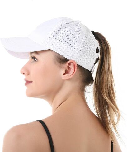 Women's Baseball Cap, Perforated Quick-Dry Hat with Criss-Cross Back Opening for Active Sports，Navy Blue in Kuwait