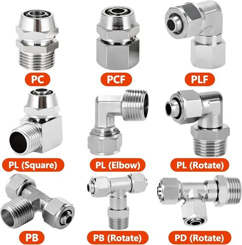 Copper Pneumatic Fittings Fitting PL Square OD 4 6 8 10 12mm Thread 1/8 3/8 1/2" 1/4" Hose Tube Connectors 1Pcs(12-01 (12mm-1l8)) in Kuwait